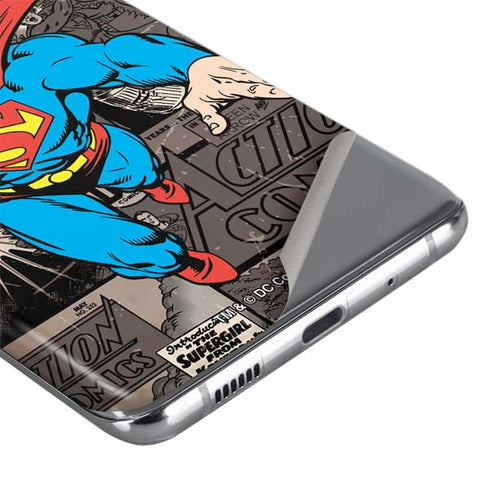 DC Comics Superman Vintage Action pose pattern Galaxy S20 Plus Skin